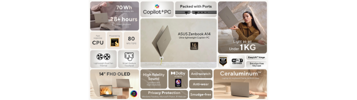 Компания ASUS представила легкий Zenbook A14 с процессором Snapdragon X2 Elite