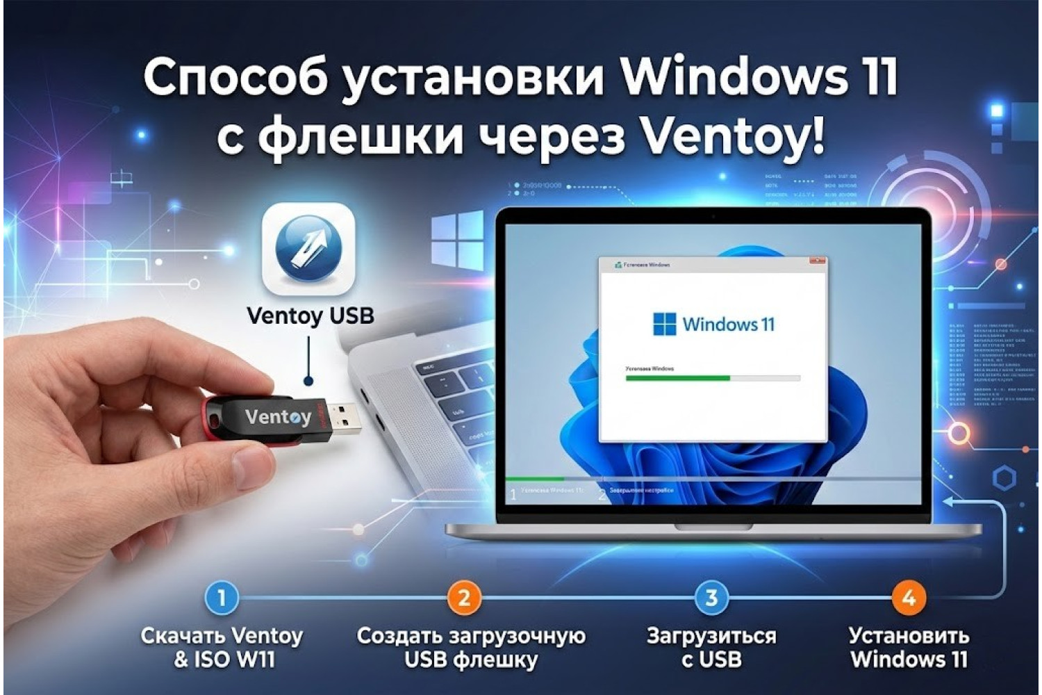 Как установить Windows 11 с флешки с помощью Ventoy