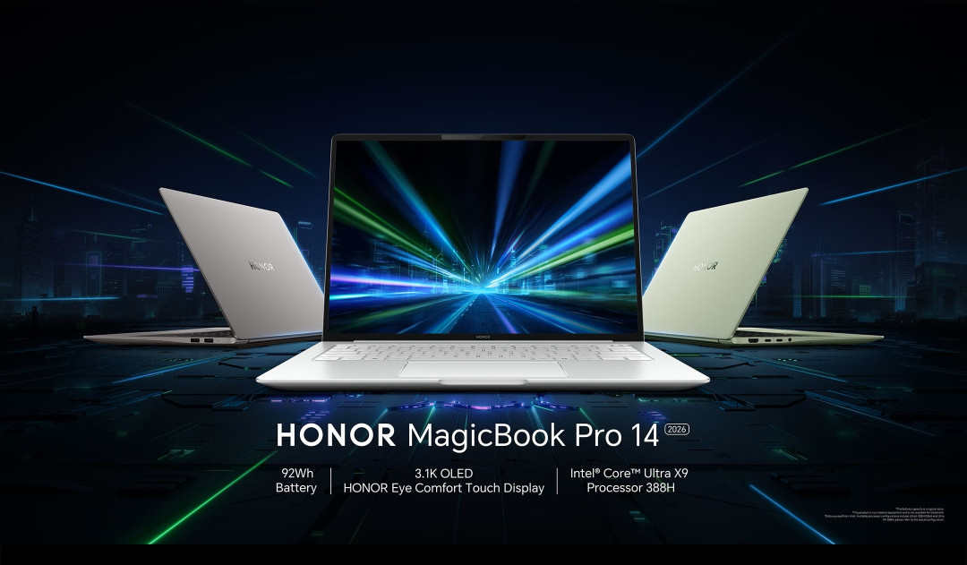 Представлен ноутбук HONOR MagicBook Pro 14 2026 на базе Intel Core Ultra Series 3