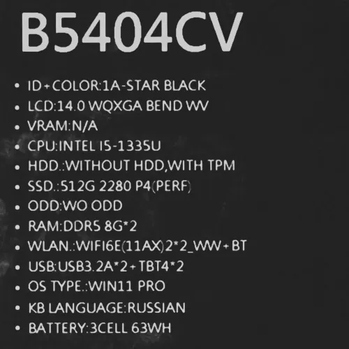 14" Ноутбук ASUS ExpertBook B5 B5404CVA-QN0101X черный