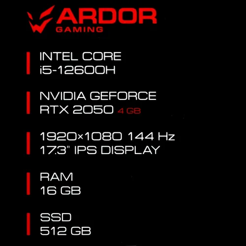 17.3" Ноутбук ARDOR GAMING NEO N17-I5ND403 черный