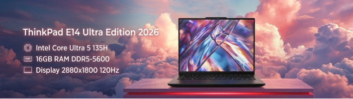 Компания Lenovo выпустила ноутбук ThinkPad E14 Ultra Edition 2026 на базе Core Ultra 5 135H